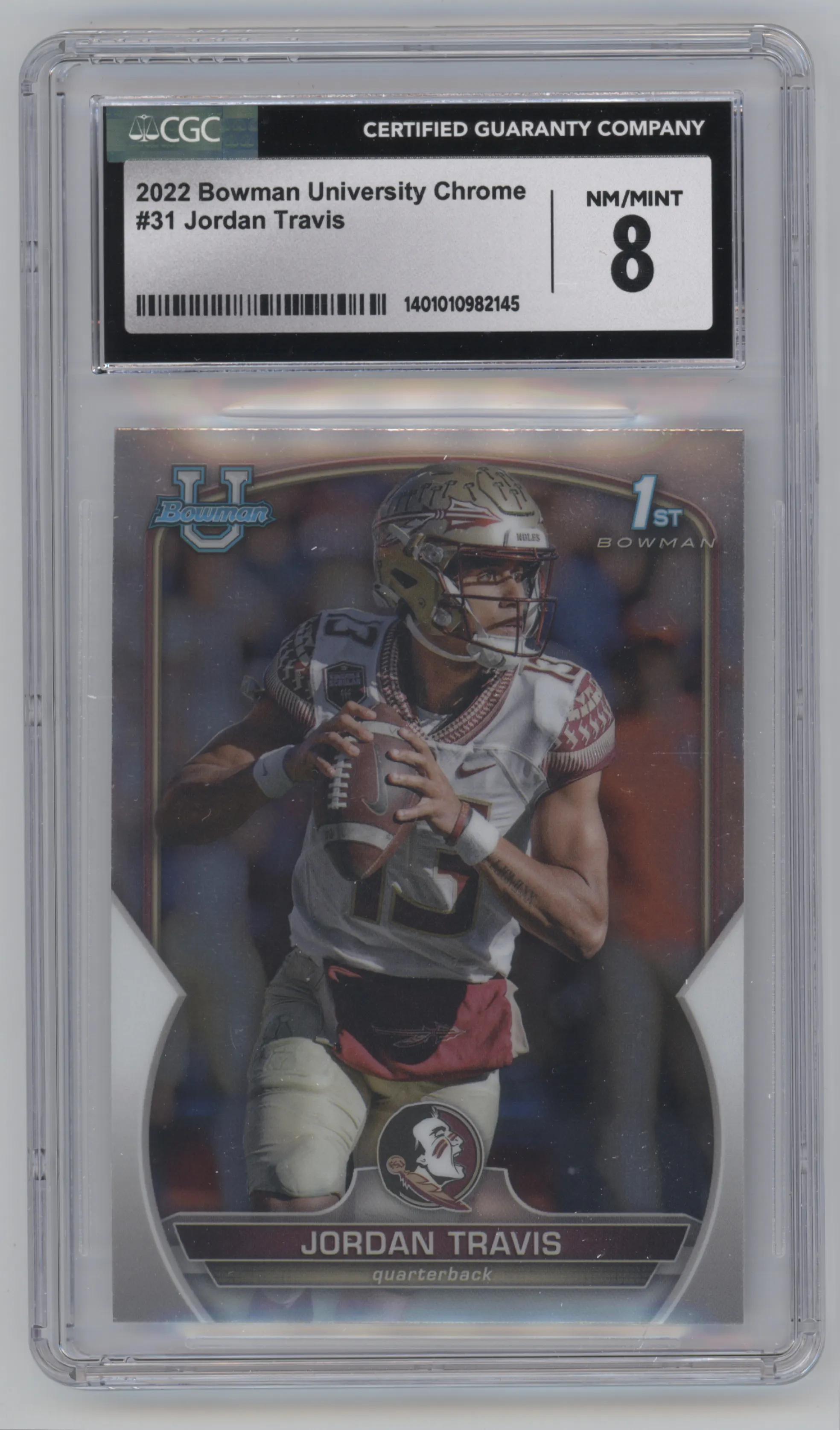 2022 Bowman University Chrome Jordan Travis CGC 8